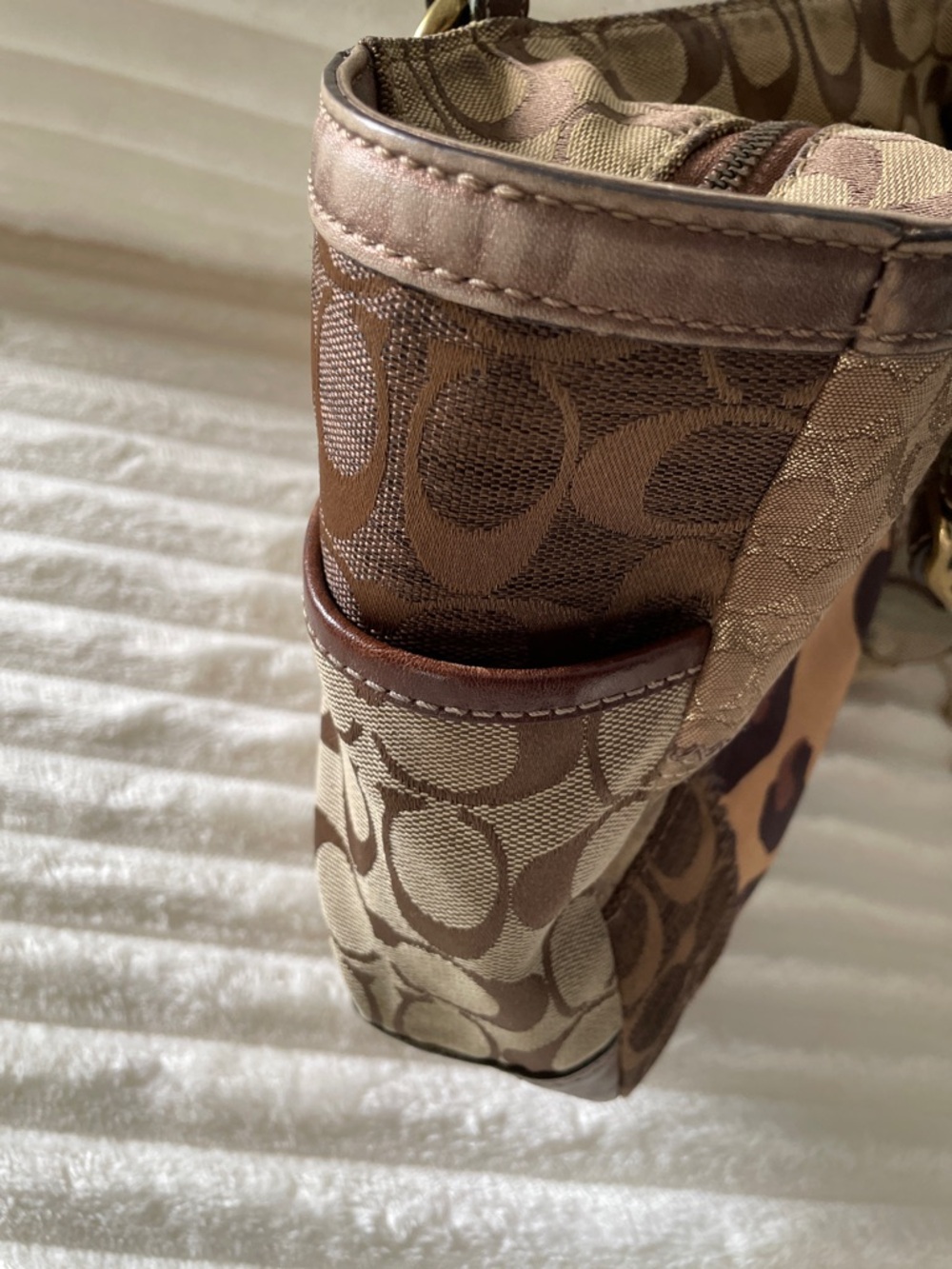 Coach Patchwork Signature Shoulder Bag in Brown and Tan - Picture 5 of 6